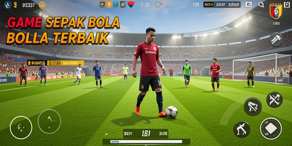 Tampilan gameplay menarik di lapangan sepak bola.