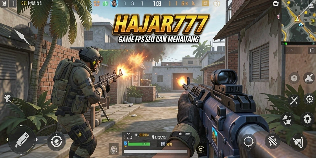Tampilan seru gameplay HAJAR777 dengan aksi FPS yang mendebarkan.