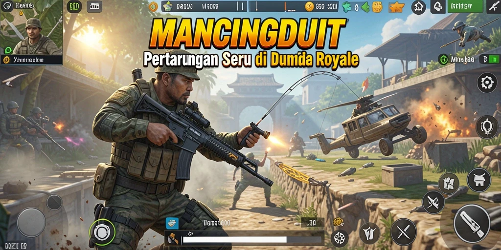 Tampilan gameplay MANCINGDUIT yang seru dalam pertarungan Battle Royale.