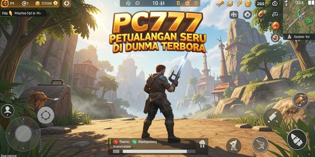 Screenshot gameplay PC777 menampilkan petualangan seru di dunia terbuka.