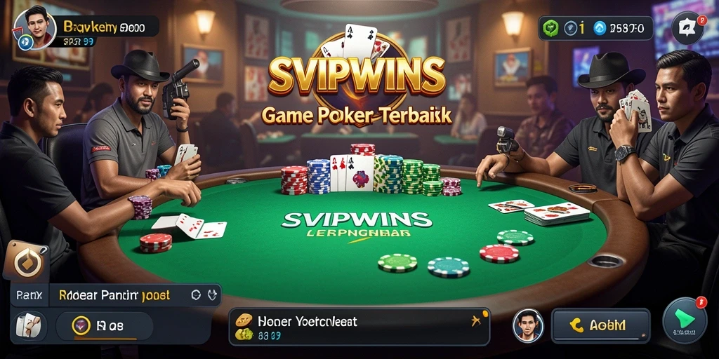 Screenshot gameplay SVIPWINS menampilkan suasana seru permainan poker.