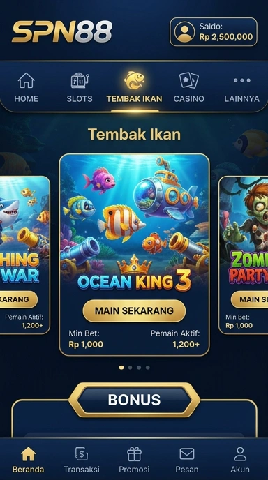 Tampilan utama aplikasi spn88 yang menarik dan mudah digunakan.